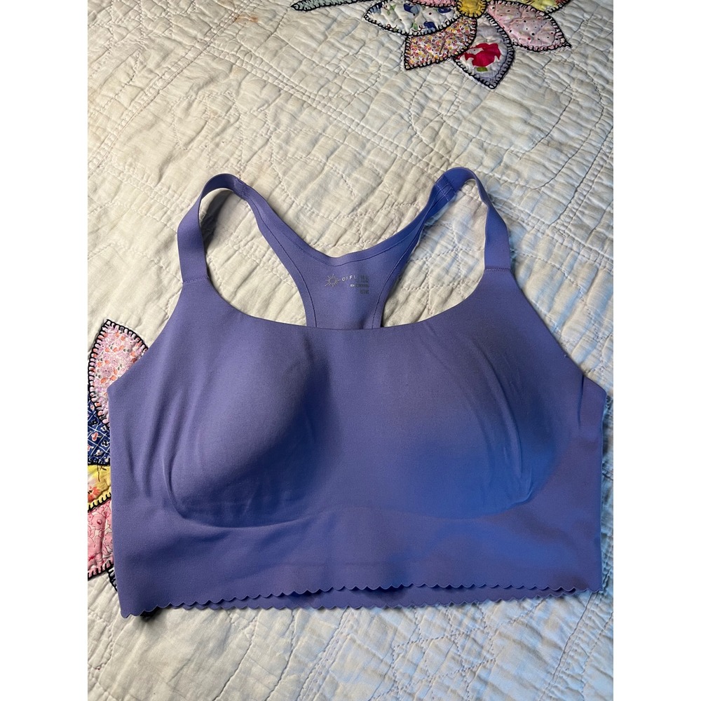 OFFLINE by Aerie Real Me Scalloped Racerback Sports Bra Purple Medium